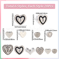 120Pcs 6 Styles Tibetan Style Alloy Beads&nbsp;TIBE-SP0001-22B