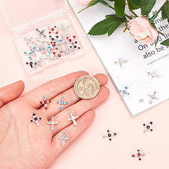 36Pcs 6 Styles Cross Alloy Rhinestone Cabochons&nbsp;MRMJ-CP0001-30S