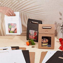 Folding Paper Gift Bags with Hole Handle and Plastic Visible Window&nbsp;LS-ABAG-WH0038-52B-02