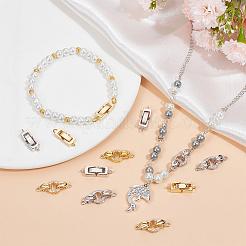 12Pcs 4 Style Brass Micro Pave Clear Cubic Zirconia Fold Over Clasps & Brass Fold Over Clasps&nbsp;KK-SC0004-10