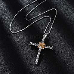 Brass Screw Cross Pendant Box Chain Necklaces for Women Men&nbsp;NJEW-C067-06P