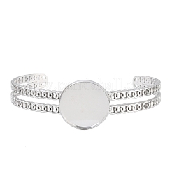 304 Stainless Steel Blank Cuff Bangle Bases with Flat Round Tray&nbsp;SA-CBA82C8-05C-P