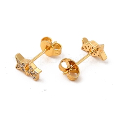 Rack Plating Brass Micro Pave Cubic Zirconia Stud Earrings&nbsp;EJEW-P221-04G