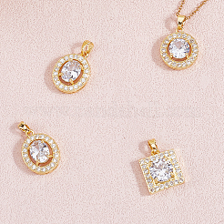 9Pcs 3 Style Brass Micro Pave Cubic Zirconia Pendants&nbsp;KK-BBC0019-44
