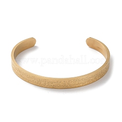 Carved Word Amulet 304 Stainless Steel Cuff Bangles&nbsp;BJEW-P307-04G