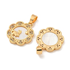 Brass Micro Pave Clear Cubic Zirconia Pendants&nbsp;KK-A214-23G