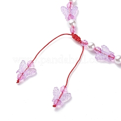 Acrylic Butterfly & Plastic Pearl Braided Beaded Necklace for Women&nbsp;NJEW-JN04053