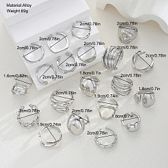 Alloy Cuff Open Rings Sets for Women&nbsp;WG801CE-01