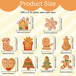 40Pcs 10 Styles Christmas Theme Opaque Resin Imitation Biscuit Decoden Cabochons&nbsp;RESI-CA0001-75