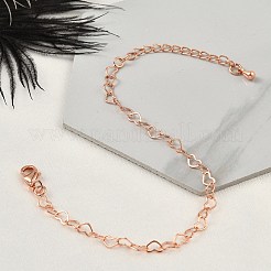 Brass Heart Link Bracelets for Women&nbsp;BJEW-G735-07RG