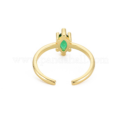 Glass Oval Open Cuff Ring&nbsp;RJEW-S049-014G