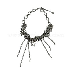 Star Brass & Alloy Crystal Rhinestone Tassel Choker Necklaces&nbsp;FS-WGAD64A-01