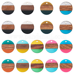 36Pcs 9 Colors Transparent & Opaque Resin & Walnut Wood Pendants&nbsp;RESI-TA0004-60
