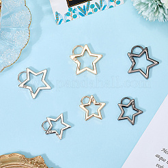 6Pcs 6 Styles Zinc Alloy Spring Gate Rings&nbsp;FIND-SP0003-80