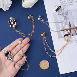 4Pcs 2 Color Jet Rhinestone Anchor Hanging Chain Brooches&nbsp;JEWB-GF0001-38