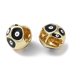 Round with Evil Eye Enamel Hook Earrings&nbsp;EJEW-M237-01G-01