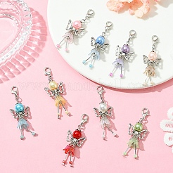 9Pcs 9 Colors Angel Acrylic & Alloy & Platic Beads Pendant Decoration&nbsp;HJEW-YW00083