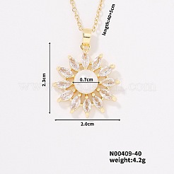 Fashionable Brass Clear Cubic Zirconia Pendant Cable Chain Necklaces for Women&nbsp;FN2830-4