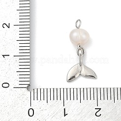 Natural Cultured Freshwater Pearl & Brass Pendants&nbsp;KK-U062-15P