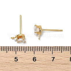 SHEGRACE Brass Clear Cubic Zirconia Teardrop Stud Earring Findings&nbsp;XGR0104G-116G