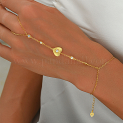 Brass Micro Pave Clear Cubic Zirconia Link Ring Bracelets&nbsp;ET2209