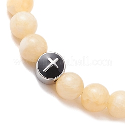 Natural Yellow Jade Stretch Bracelets&nbsp;BJEW-JB12179-01