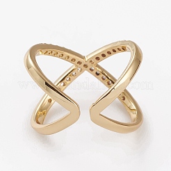 Brass Micro Pave Cubic Zirconia Cuff Rings&nbsp;RJEW-C101-13G-B