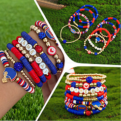8Pcs 1Bag Rugby Polymer Clay Heishi & CCB Plastic Beaded Stretch Bracelets Set&nbsp;BJEW-PA0001-12A