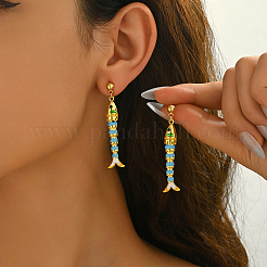 Fish Brass Enamel Dangle Stud Earrings&nbsp;FE8880