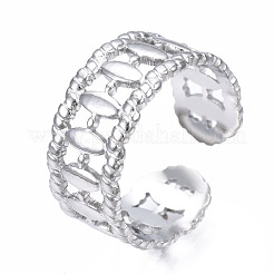 Non-Tarnish 304 Stainless Steel Oval Wrap Open Cuff Ring&nbsp;RJEW-T023-46P