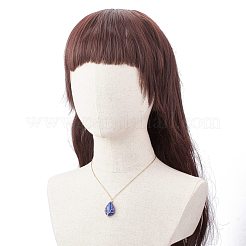 Natural Gemstone Teardrop with Tree Pendant Necklaces&nbsp;NJEW-JN03869
