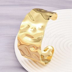 Simple 304 Stainless Steel Cuff Bangles for Women&nbsp;BJEW-P363-10G