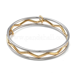 Two Tone 304 Stainless Steel Interwoven Wave Bangles&nbsp;BJEW-F540-02GP