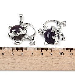 Natural Amethyst Kitten Pendants&nbsp;G-J386-C17-20