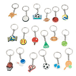 18 Pcs 18 Styles PVC Pendant Keychains&nbsp;KEYC-TA0001-58