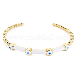 Evil Eye Enamel Open Cuff Bangle&nbsp;BJEW-S141-028
