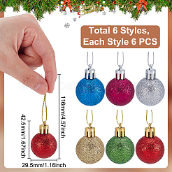36Pcs 6 Colors Plastic Ball Pendant Decorations&nbsp;HJEW-UN0001-29
