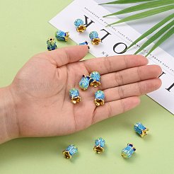 5-Petal Rack Plating Brass Enamel Bead Cap&nbsp;KK-P024-13-RS