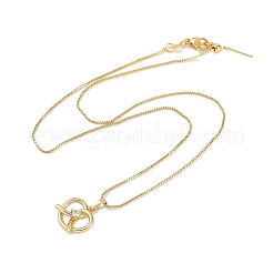 Brass Clear Cubic Zirconia Heart Pendant Box Chain Necklaces&nbsp;NJEW-M079-03G