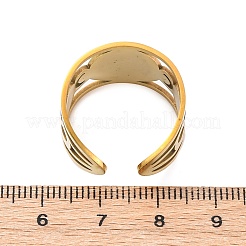 304 Stainless Steel Rhinestone Saint Benedict Open Cuff Rings&nbsp;LS-RJEW-M069-01G