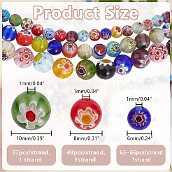 3 Styles Handmade Millefiori Glass Round Beads Strands&nbsp;LAMP-HY0001-16