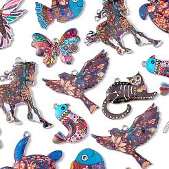 18Pcs 9 Styles Printed Alloy Pendants&nbsp;ENAM-CJ0005-30