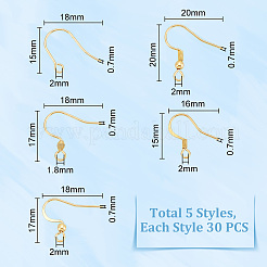 150Pcs 5 Styles 304 & 316 Surgical Stainless Steel French Hooks with Coil and Ball&nbsp;STAS-UN0058-09