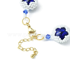 MIYUKI Glass Seed & Lampwork & Rhinestone Braided Star Link Chain Bracelets&nbsp;BJEW-MZ00038-01