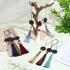 10Pcs 10 Colors Flat Round Plastic Pendant Decorations&nbsp;HJEW-DR0001-16