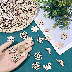150Pcs Undyed Wood Pendants & Beads & Cabochons&nbsp;WOOD-SP0001-74