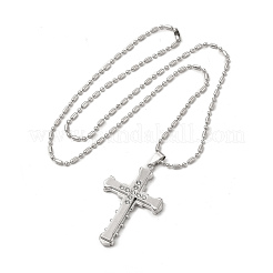 Alloy Cross Pandant Necklace with Link Chains&nbsp;NJEW-K245-003P