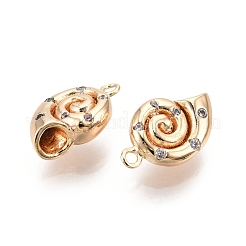 Brass Micro Pave Clear Cubic Zirconia Pendants&nbsp;KK-G436-25G