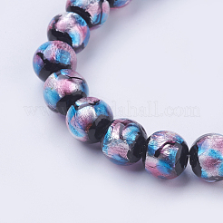 Handmade Silver Foil Glass Lampwork Beads Strands&nbsp;FOIL-J011-10mm-05