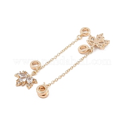 Rack Plating Maple Leaf Brass Clear Cubic Zirconia European Safety Chains&nbsp;KK-F879-25G
